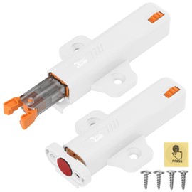 Jiayi Push to Open Door Catches Heavy Duty 2 Pack Push Opener Door Catch for Cupboard White Touch Open Latch for Closet Closing Wardrobe Closure Spring Push Latch