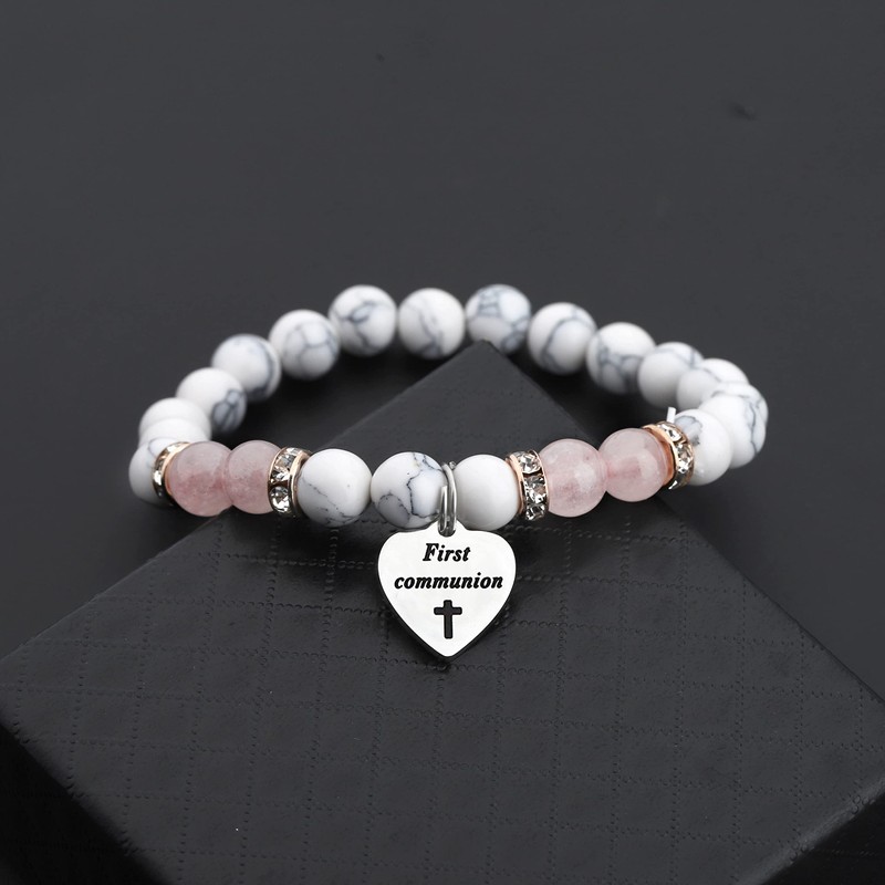 KUIYAI First Communion Gift Goddaughter Bracelet Bapitism Pearl Bracelet Knot