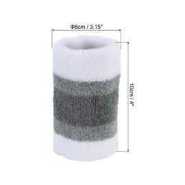 PATIKIL Sports Wristbands 8x10cm, 2 Pack Athletic Cotton Terry Cloth Absorbent Wrist Sweatband for Tennis Basketball Working Out Running, White Gray