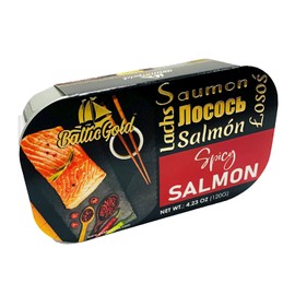 Baltic Gold Atlantic Salmon Fillets - 4.23 oz (120g) - Product of Latvia (Spicy, 11 Pack)