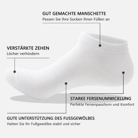 LBJR 12 Pairs Women's Low Cut Socks Men's Cotton Breathable Short Socks, White, 39 - 42