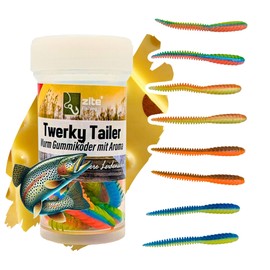 Zite Fishing Twerky Tailer Trout Bait Rubber 3-in-1 Rubber Bait Trout Made in Germany Phthalate Free Garlic & Cheese Aroma Trout Fishing Bait & Spoons Alternative (Nature Mix Cheese)
