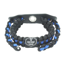 Ten Point Gear Bow Archery Wrist Sling 550 Paracord - Survival Hunting Shooting - Durable Leather with Metal Grommet (Multiple Camo Options) (Thin Blue Line)