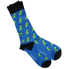Swole Panda Bamboo Socks UK7-11 - Blue T-Rex Dinosaur Mens Socks