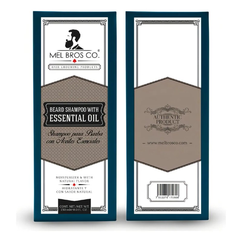 Shampoo Barba Mel Bros Co. Aceites Esenciales Hidrata 230 Ml