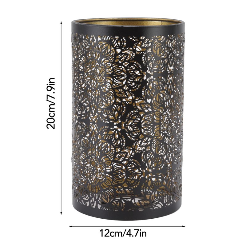 Metal lampshade, circular pattern cylindrical wrought iron small lampshade hollow