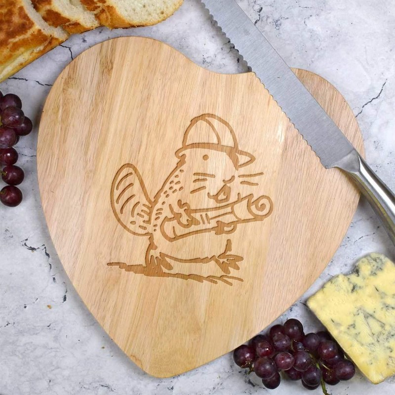 'Beaver Overseer' Wooden Heart Shaped Chopping/Cutting Board (WB00061542)