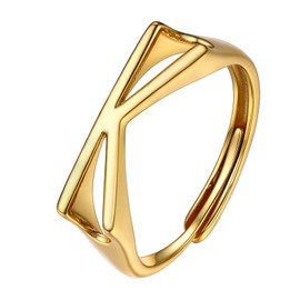 Sterling Silver Adjustable Initial Rings for Women Teens Gold Open Letter K Ring