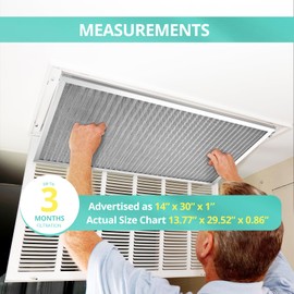 Accecraft 14x30x1 Electrostatic Air Filter, Washable & Reusable Aluminum AC/HVAC Furnace Filter, MERV 8, Lasts a Lifetime, Healthier Home or Office(Actual Size: 13.77"x29.52"x0.86")