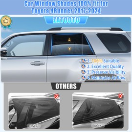 ZATOOTO Car Window Shades Toyota 4Runner 2017-2024 for Rear Window | Sun Shade for Baby & Pets | Blocks 99% UV Rays & Heat | Breathable Mesh for Privacy & Bug Protection | Camping & Travel