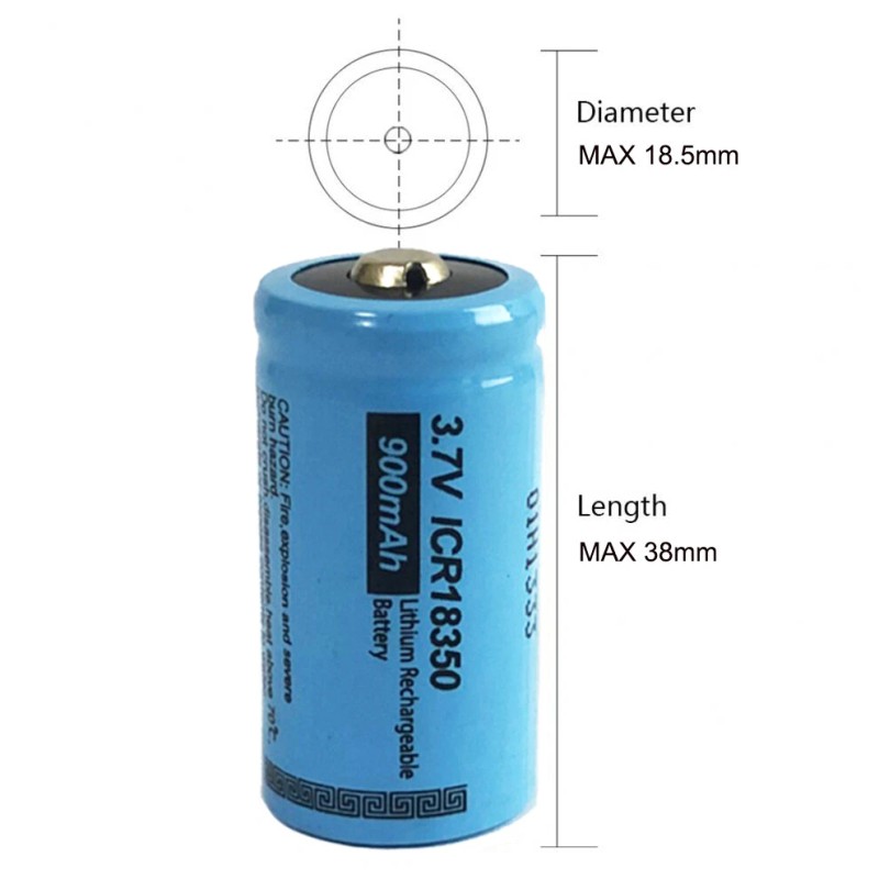 PKCELL 10X 18350 900mAh 3.7V Li-ion Rechargeable Batteries for Warforce
