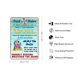 Pool Rules Metal Sign Vintage Retro Poster Pool Area Decorations for Home Pool Swimming Beach Farmhouse Outdoor Decor Funny 8x12 inch