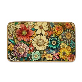 Flower Door Mat,Cute Mandala Floral Low Profile Front Doormat for Entryway Outdoor Indoor Porch Patio Welcome Mats 29x17