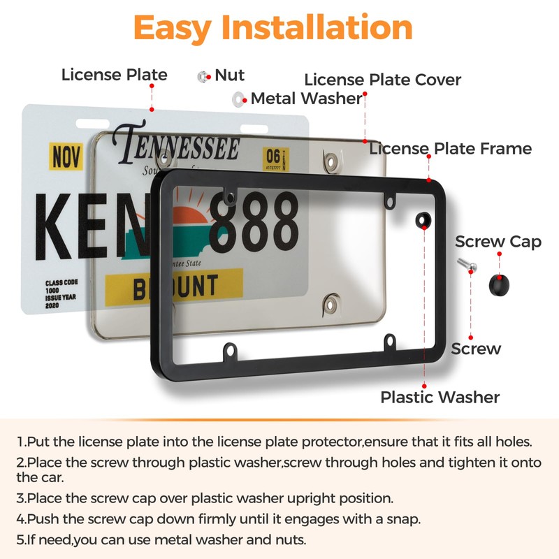 License Plate Cover & Frames, 2 Pack Clear License Plate