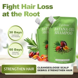 Tgideas Batana Oil & Rosemary Shampoo for Hair Growth, Sulfate-Free Formula to Reduce Hair Loss, Nourish Scalp & Add Volume, for Men & Women (Pack of 1)