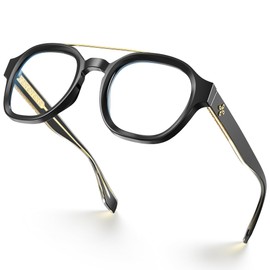 VISOONE Retro Round Anti Eyestrain Metal Medium Eyewear Blue Light Blocking Glasses for Computer Gaming Women Man SANFORD