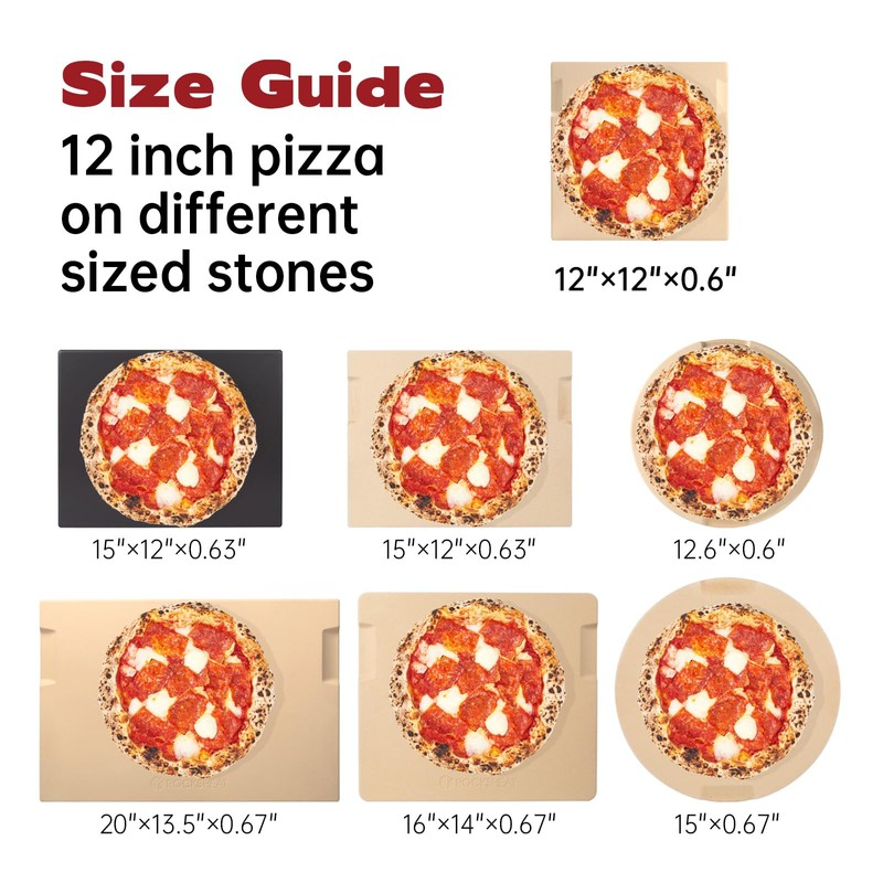 ROCKSHEAT Pizza Stone, 12"x12" Square Pizza Stone for Oven Grill