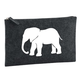 Huuraa Kulturbeutel Elefant Silhouette Geschenk 1 Liter Charcoal Filz Elefant Geschenkidee