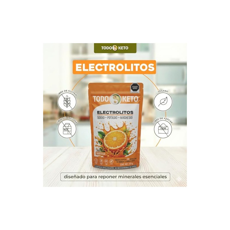 Electrolitos Keto en Polvo Sin Azúcar Sabor Naranja(150g)