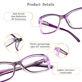 LifeArt 5 Pairs Reading Glasses, Blue Light Blocking Glasses, Computer Reading Glasses for Men and Women, Fashion Eyewear Frame (5 Purple, +3.00 Magnification)
