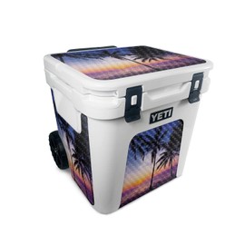 MightySkins Carbon Fiber Skin Compatible with Yeti Roadie 48 Wheeled Cooler - Palm Sunrise | Protective, Durable Textured Carbon Fiber Finish | Easy to Apply and Change Style | Made in The USA