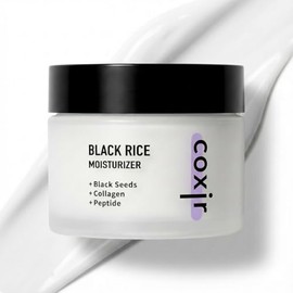 Korean Black Rice Face Moisturizer Cream by Coxir, Hydrating K-Beauty Facial Cream for Dry or Dull Skin, Daily Skin Care