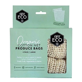 Ever Eco Large Organic Cotton Net Produce Bags, 4 Bags