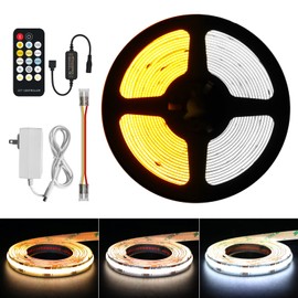 Ocona COB LED Strips 2700K-6500K,16.4ft Dimmable Ultra Bright Flexible White LED Strip Lights, 6000LM Tape Lights Kit, CRI 90+, DC 24V LED Lights for Bedroom, TV Backlight, Kitchen, DIY Lighting