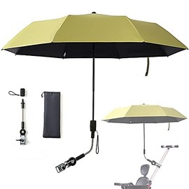 Nakazawa Pram Umbrella,Pram Parasol uv Protection, With Umbrella Clip Fixing Device, UPF 90+ UV Protect Pushchair Sun Parasol (yellowish green)
