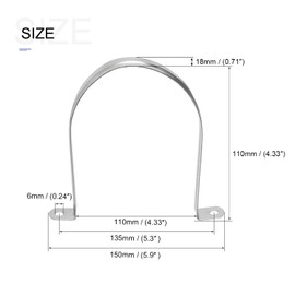 METALLIXITY Pipe Clamp (110 mm/4.33 Inches) 304 Stainless Steel U Pipe Tension Clamp Bracket - for Sanitary Piping Wire