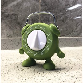 Keleely Kitchen Timer, for Baking Teaching Cooking Egg Potty Training Cute 60 Mins Twist Wind-Up Timer with Ring Alert, No Battery (Green)