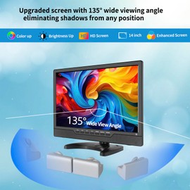 Jexiop 14 Inch LED HD TV,Portable Small Television with HDMI Input,Built-in Digital Tuner/HDMI/USB/DC-12IN-Supports Wall-Mounted-for Bedroom,Kitchen,RV - Includes Remote Control(Black)