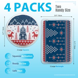 Reusable Snap Heat Pack, Long-Lasting Heat Source for Cold Weather, Hand Warmers fot Cold Days & Outdoor Adventures (Circle+Rectangle)