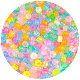 1000Pcs Glow in The Dark Pony Beads 6x9mm Bulk Acrylic Kandi Beads for Bracelets Jewelry Making Hair Braiding DIY Crafts