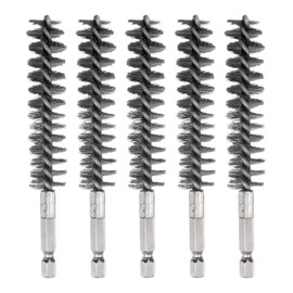 HARFINGTON 5Pcs Bore Brush Stainless Steel 17mm Dia Cleaning Twisted Wire Brush Tube Pipe Cleaner with Handle 1/4 Inch Hex Shank for Tubes, Ports, Bearings