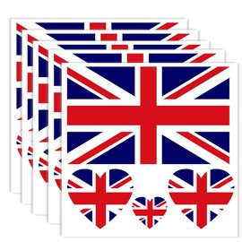 20 PCS British Flag Tattoo,British Banner Tattoos Decoration Decal, Rectangle Heart Waterproof Sticker for Party Parade