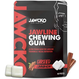 JAWCKO Ultra-Tough Jawline Chewing Gum | Get a Stronger, Squarer Jawline | Cinnamon Jaw Training Hard Gum | 15X Strength | Chisel, Sculpt, & Tone your Jaw | Facial Fitness Mewing Gum | 40 Pieces/Pack