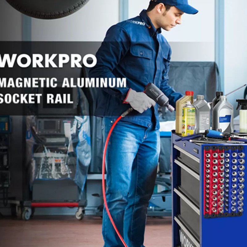 WORKPRO 3-PACK Magnetic Socket Organizer Set 1/4" 3/8" 1/2" Drive