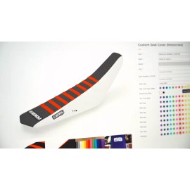 Seat Cover HONDA RUCKUS NPS50 Gripper Seat Cover Style BLACK / ORANGE TLD STRIPES LOGO #346