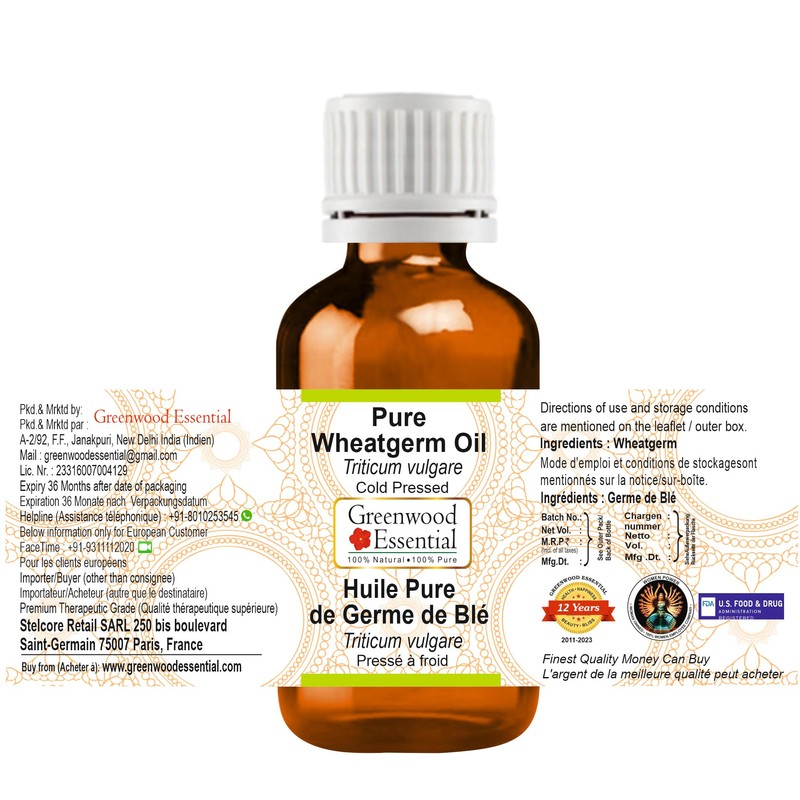 Greenwood Essential Natural Wheat Germ Oil (Triticum Vulgare) Cold Pressed