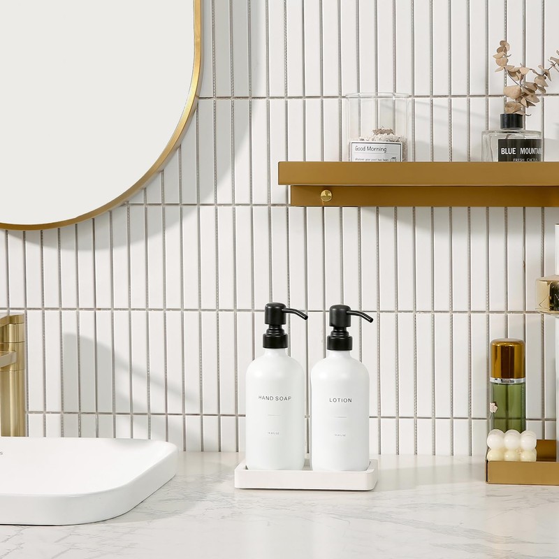 Prus Waso White Soap Dispenser Set, Contains a Bathroom Hand