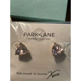 Jewels by Park Lane Park Lane "BONNET EARRINGS" Pink Trillion Cut Crystals/High Polish Silver