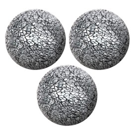 Kepfire 3.15 Inch Mosaic Glass Balls 3Pcs Round Crackl Orbs for Bowls Vases Dining Table Centerpiece Party Decoration - Black