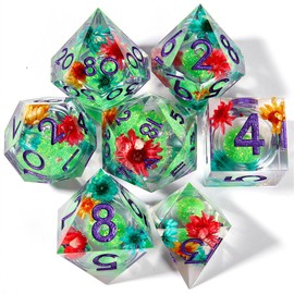 Liquid core Quicksand DND Resin dice Set, Dungeons and Dragons 7-Piece polyhedral D&D Game dice, Suitable for Role-Playing dice Games RPG Pathfinder