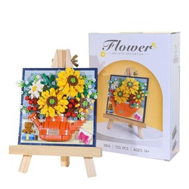 STETHI Flower Bouquet Grainy Building Block Toy, Plants Flower Assembly Model Enjoy Time Fun, Sunflower