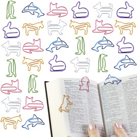 Molain 30 Pieces Metal Paper Clips Paper Clips Novelty Shapes Paper Clips Bookmarks for Office School Stationery Documents (Animal Shape)