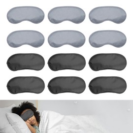 Tisoloow 12 Pcs Eye Mask Sleep Masks Sleeping Mask Blindfold Eye Cover Team Building Games Party with Nose Pad and Adjustable Strap for Women Men Kids Dark Grey*6&Black*6 One Size