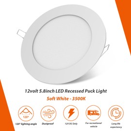 Dream lighting 12v LED RV Lights Interior LED Recessed Ceiling Light for RV Camper 3500K Soft White Lighting, 5.8inch, Pack of 2