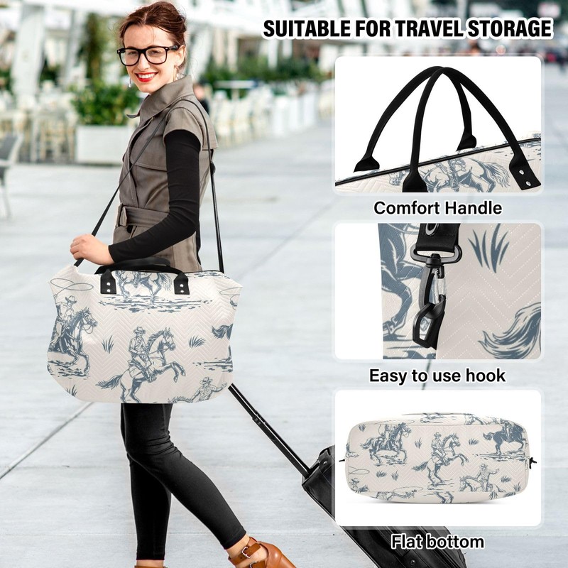 CEBUGI Man Cowboy Quilted Duffle Bag for Women Large Carry