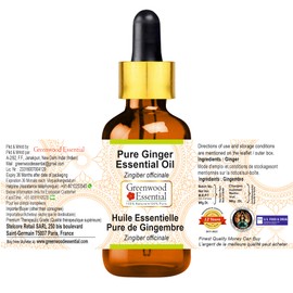 Greenwood Essential Pure Ginger Essential Oil (Zingiber Officinale) with Glass Dropper, Natural Therapeutic Quality, Steam Distilled 100 ml (3.38 oz)